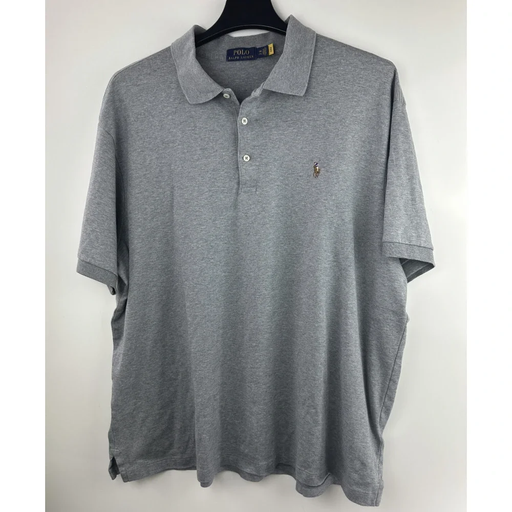 Polo Ralph Lauren Soft Cotton Polo Shirt in Gray Men's Size 2XB 2X Big & Tall - Picture 2 of 10